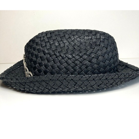 Black Straw Girls Rodeo Cowboy Hat W/ Tiara Elastic Band Inside comfort fit - Picture 6 of 8